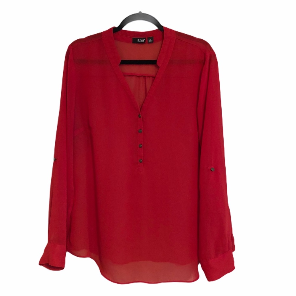 ANA Convertible Sleeve Button Blouse